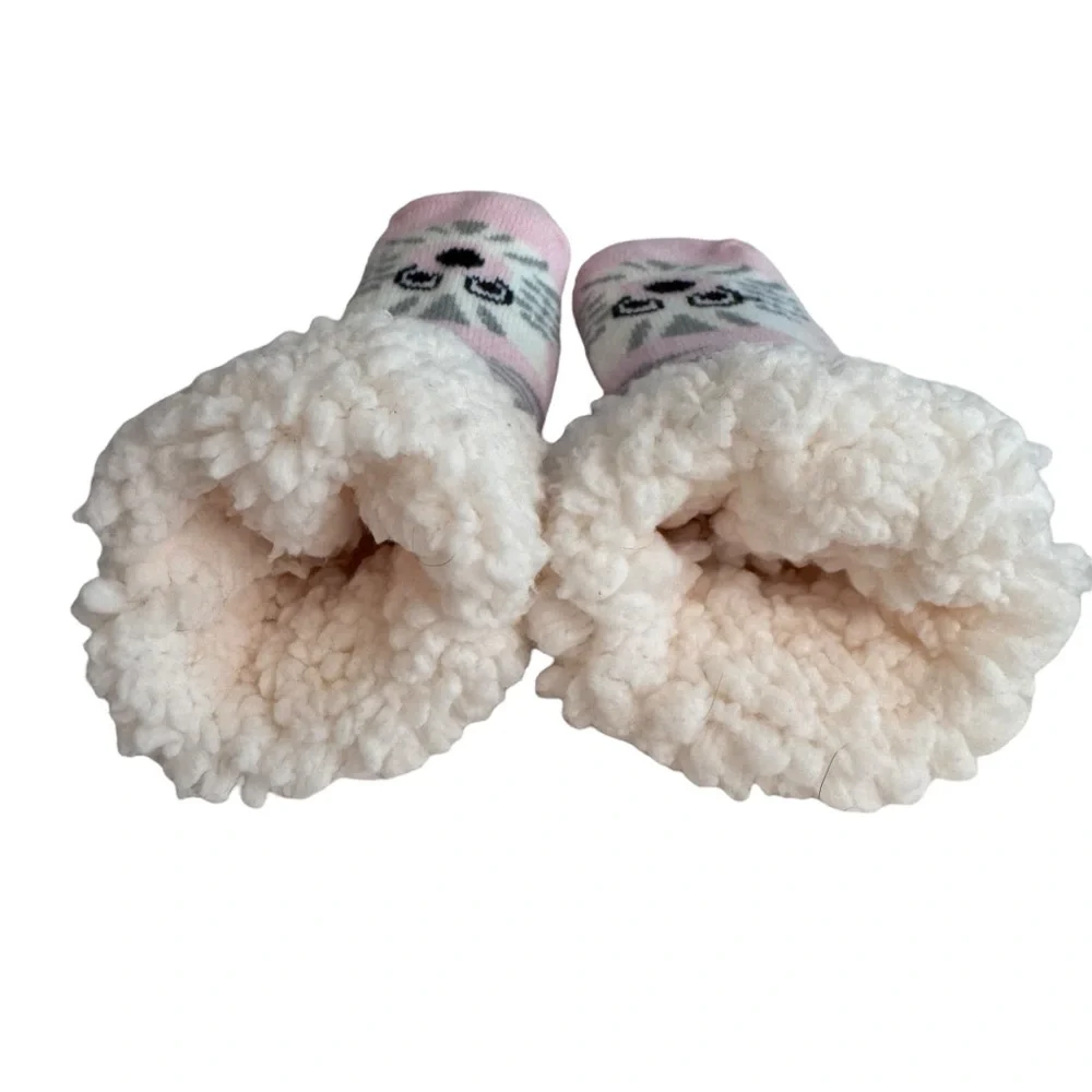 Set of 2 fluffy socks cat with slip resistant feet & ballerina big kid size 1-2